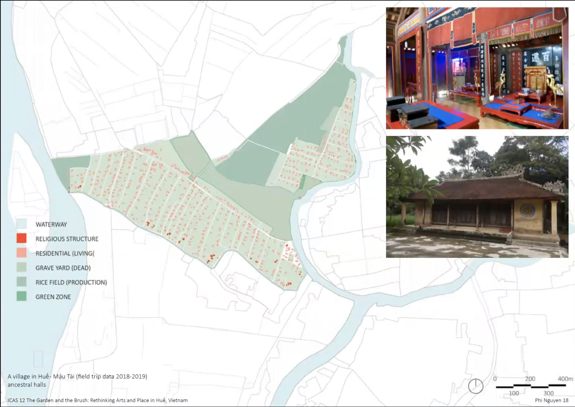 Phi Nguyen's map of ancestral halls to see patterns of placement among social and natural features.