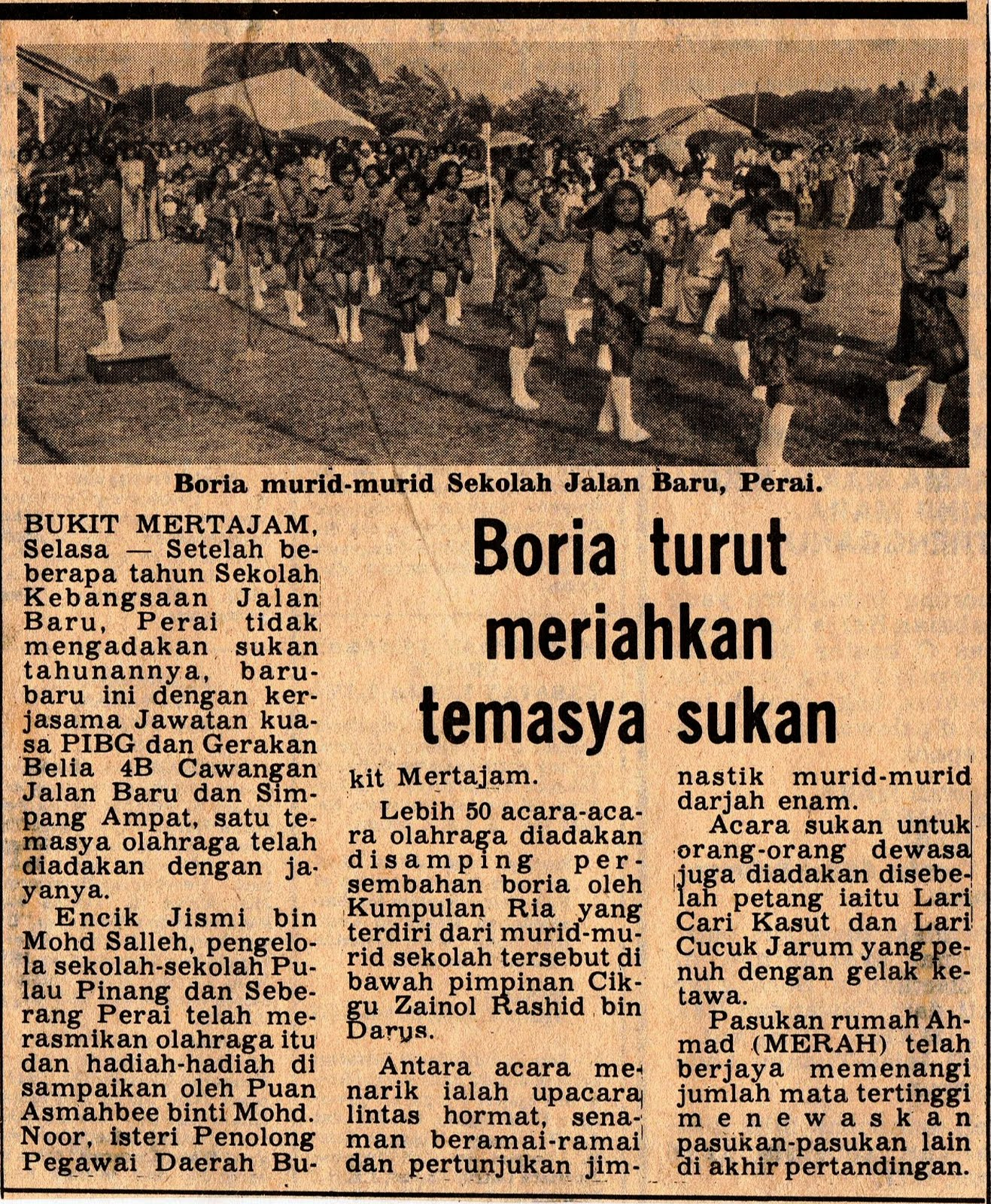 News article about a Boria parade.