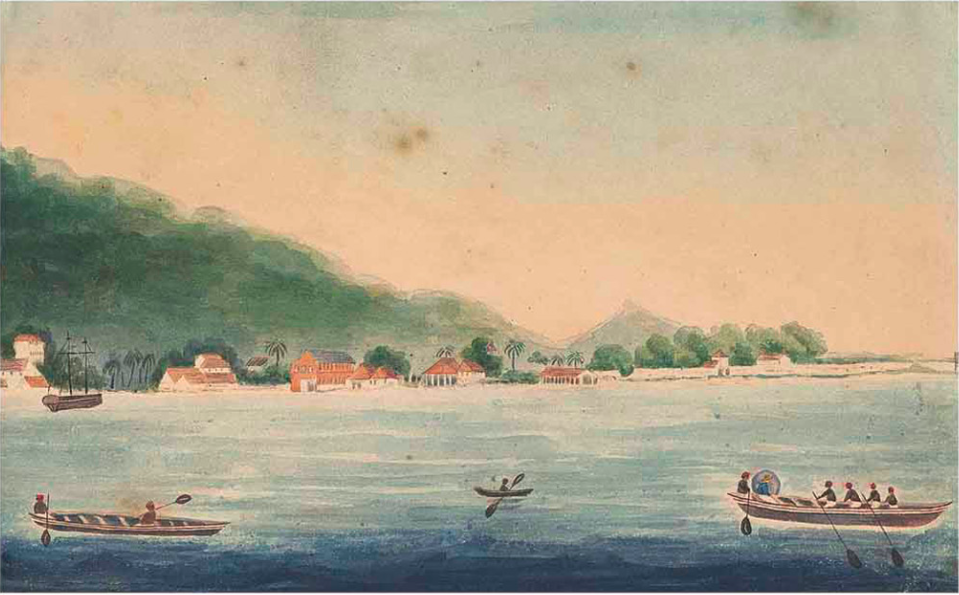 Painting of rowboats in Penang.