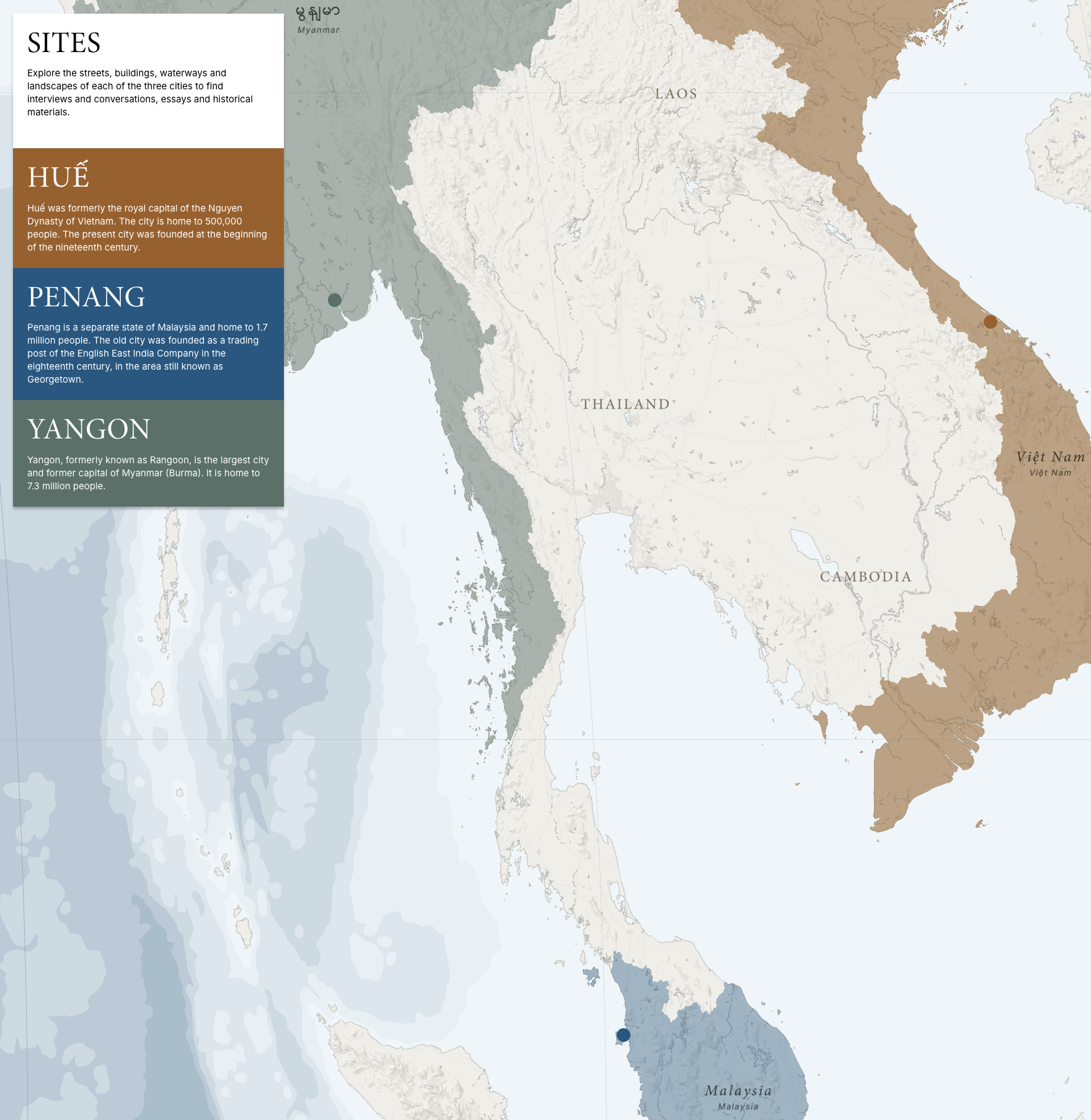 Screenshot of the Site and Space in Southeast Asia content map
