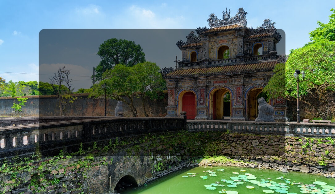 Image of temple used as background for text