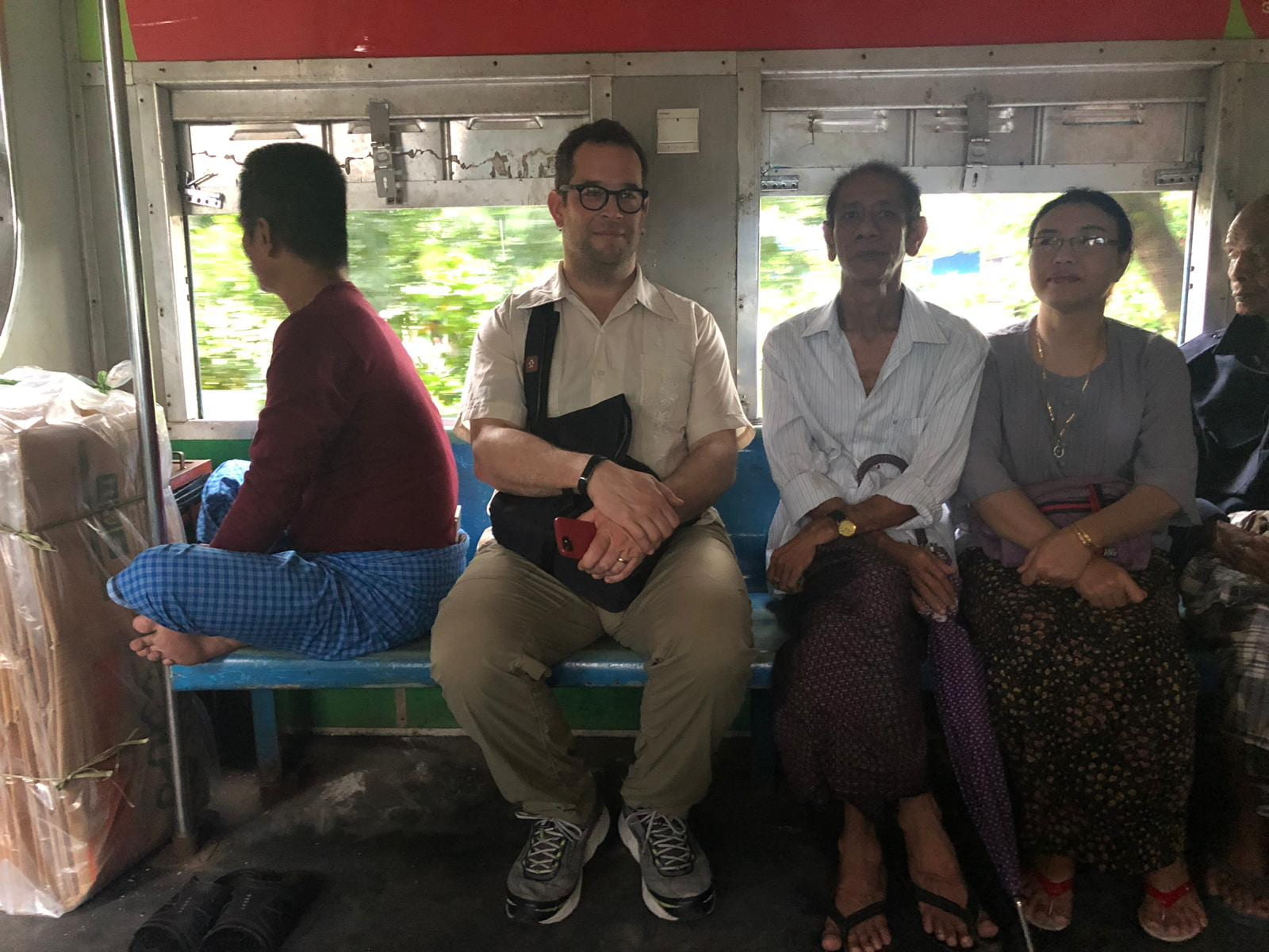 Commuters on the train.