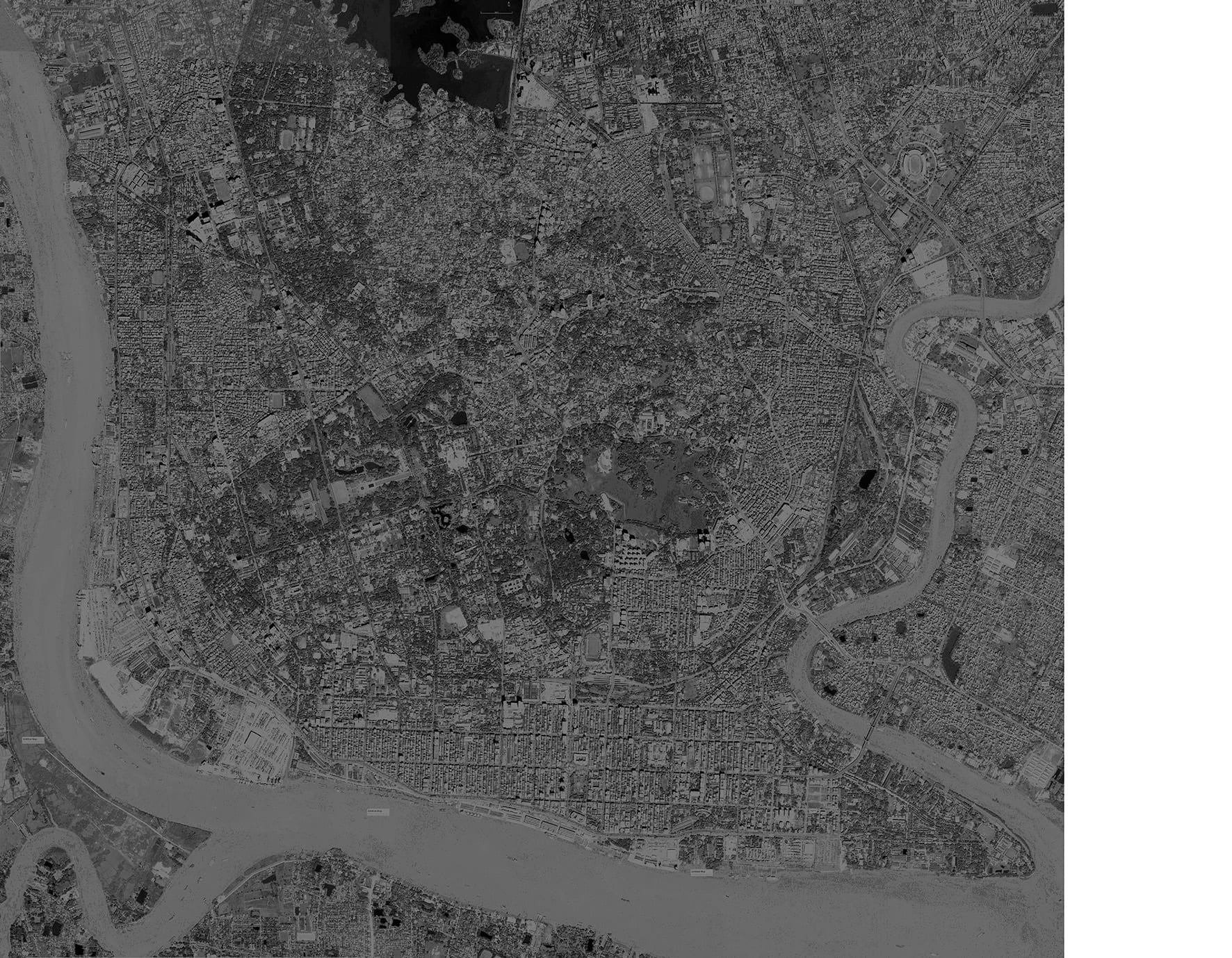 A satellite image of Yangon.