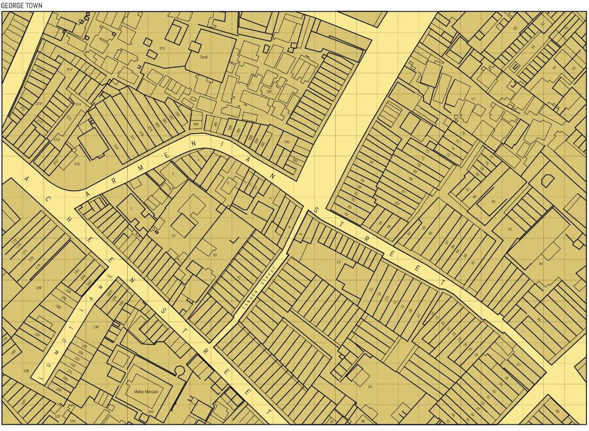 Map of Armenian Street, George Town, Penang, ca. 1890.