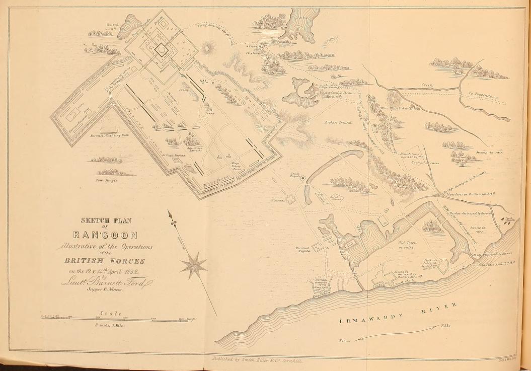 View of a map of Yangon called 'Sketch Plan of Rangoon'