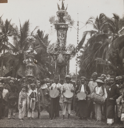 Boria musicians in a parade.