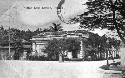 Black and white photo of the Hutton Lane Police Station.